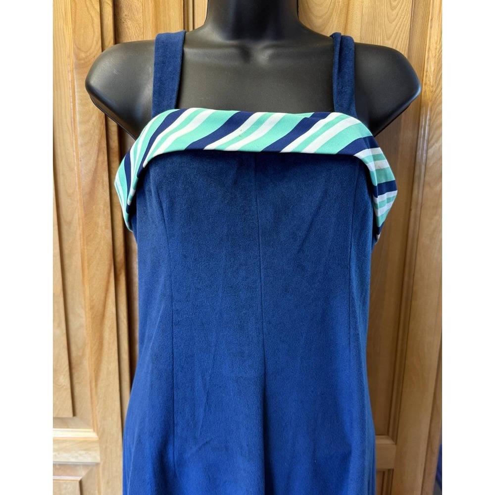 Vintage 70s Maxi Dress Small Blue Velour Sleeveless Retro Party Evening Gown Mod - Picture 12 of 12